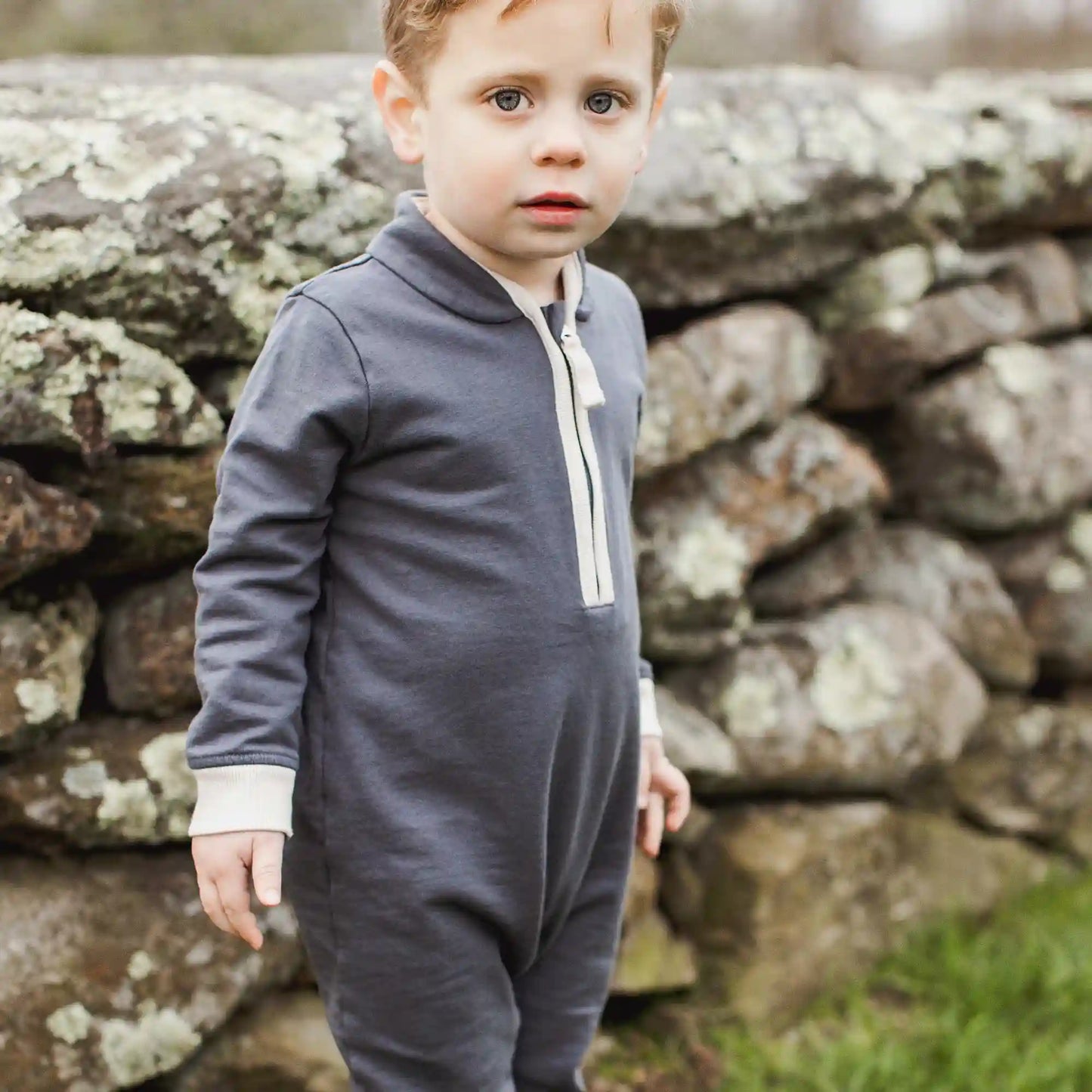 Quarter-Zip Baby Jumpsuit