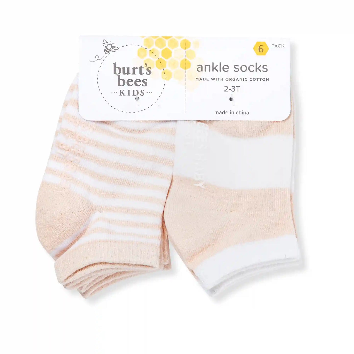 Solid & Stripes Organic Cotton Toddler Ankle Socks 6 Pack - Ranunculus