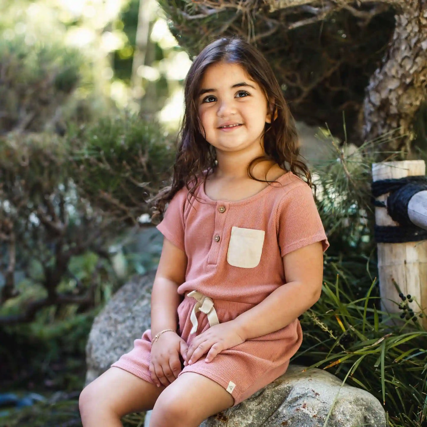 Organic Girl Waffle Romper