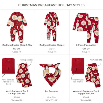 Christmas Breakfast Family Matching Organic Cotton Two-Piece Pajamas