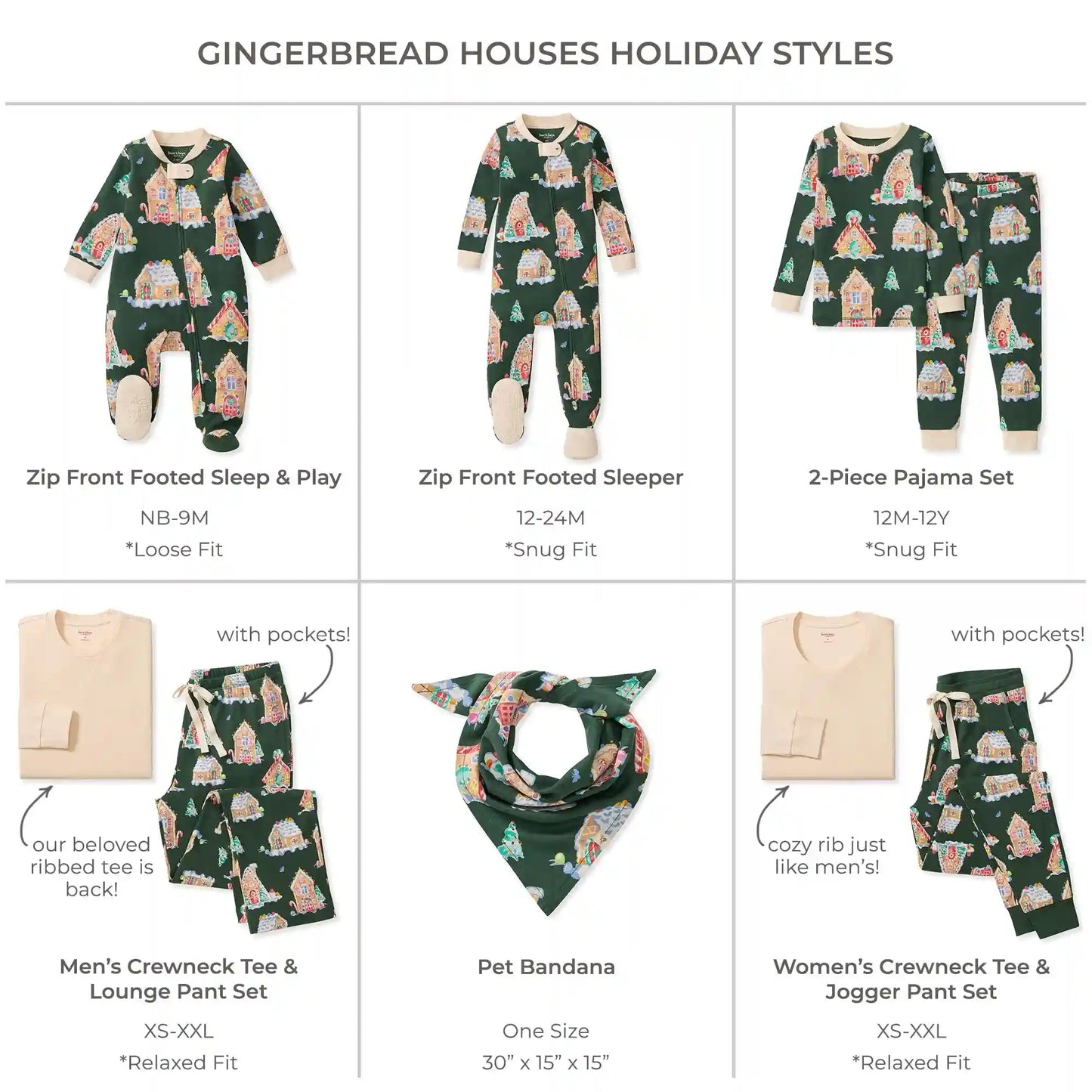Gingerbread Houses Family Matching Organic Cotton Men's PJ Set