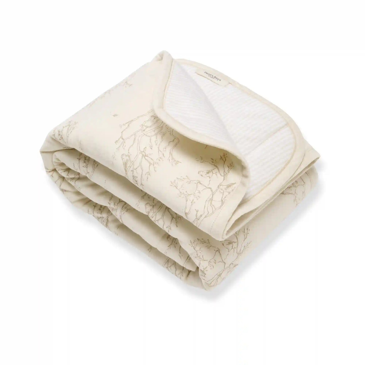 Swaying Branches Organic Cotton Reversible Baby Blanket - Oat