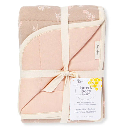 Whimsical Floral Organic Cotton Reversible Baby Blanket