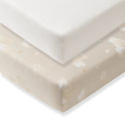 Good Night Sky Organic Cotton Crib Sheets Set of 2 - Limestone