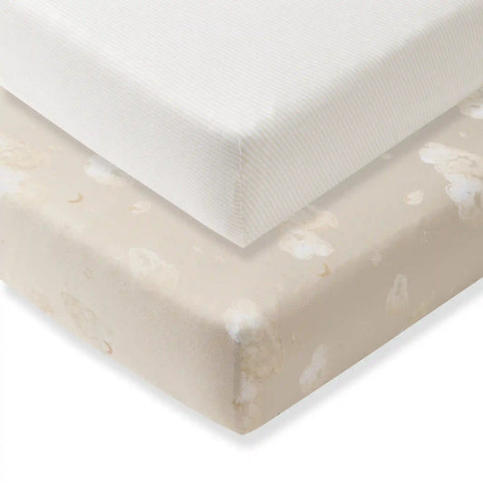 Good Night Sky Organic Cotton Crib Sheets Set of 2 - Limestone