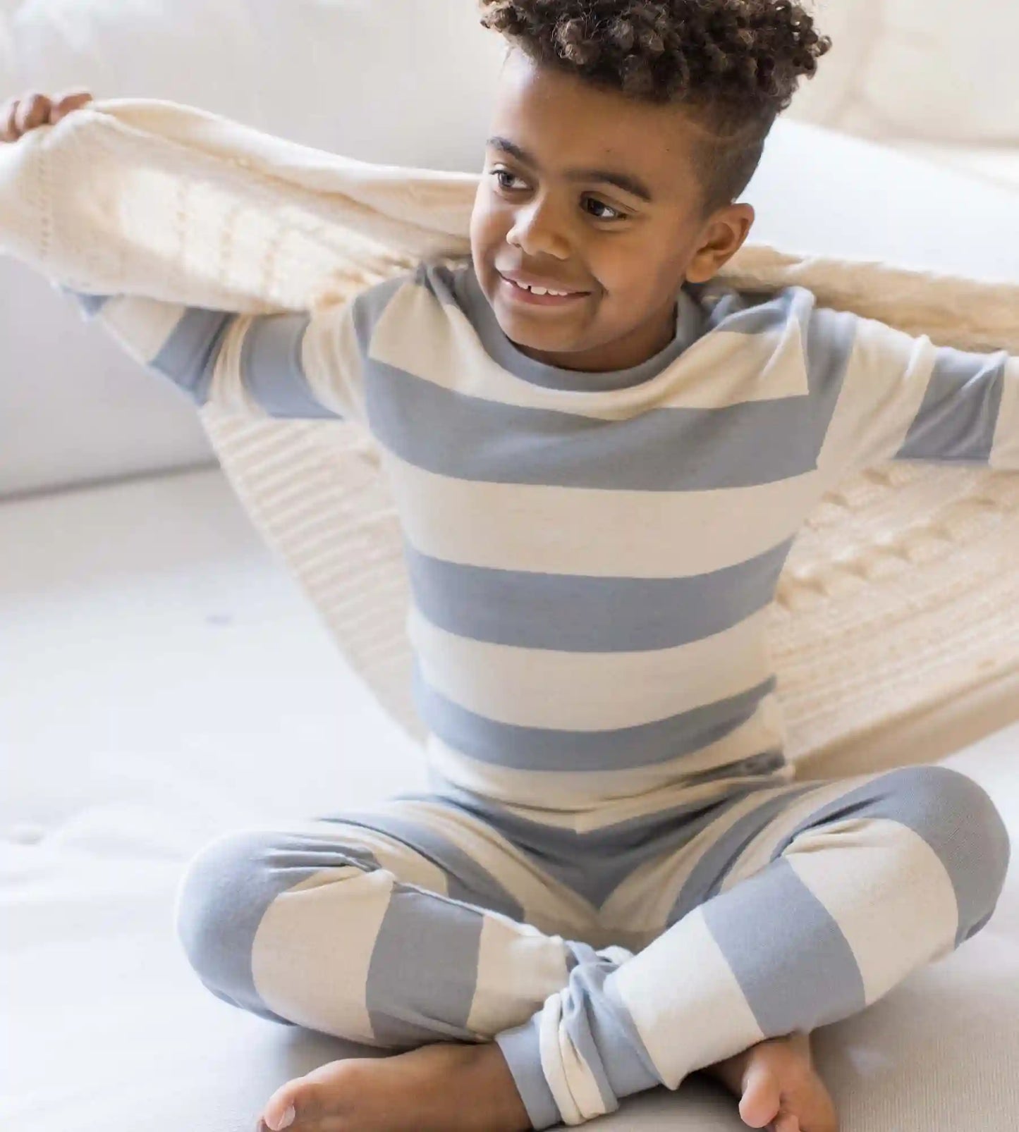 Rugby Stripe Organic Cotton Sleeper - Quarry