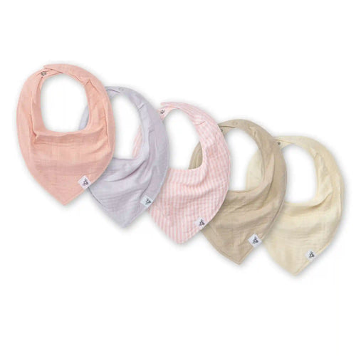 Organic Muslin Baby Bandana Bibs - Pink Sand