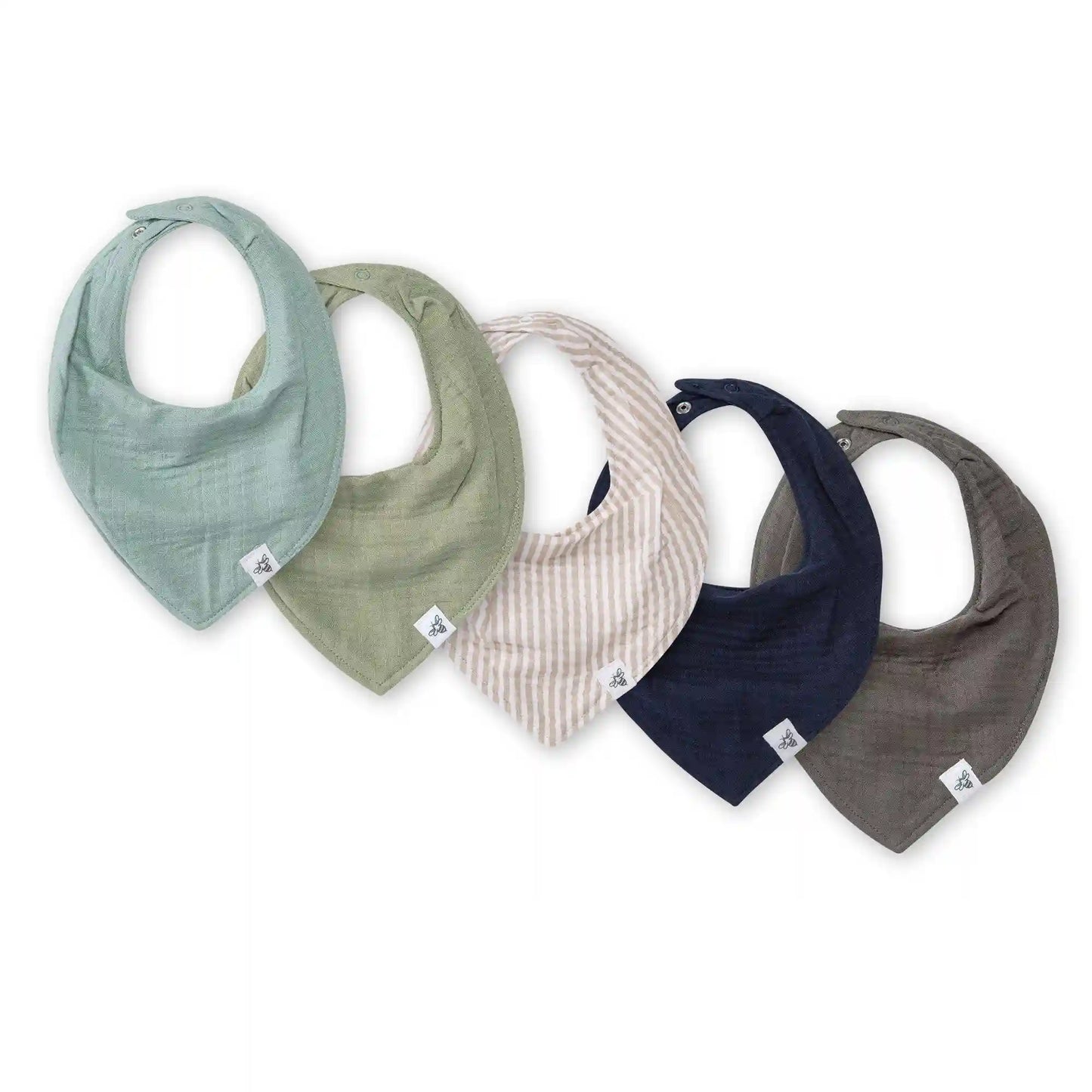 Organic Muslin Baby Bandana Bibs - Sea Foam Blue