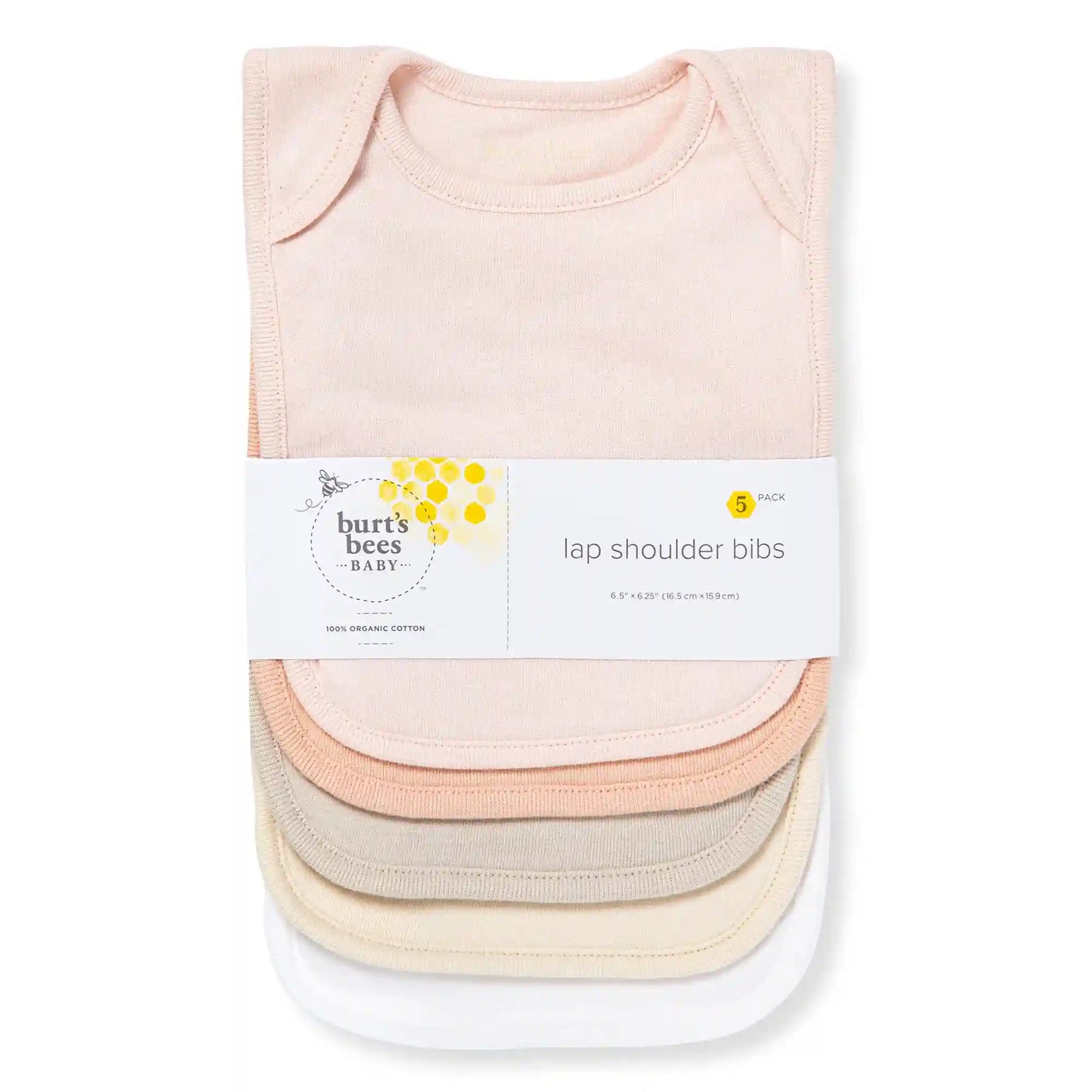 Solid Organic Cotton Baby Bibs 5 Pack - Pink Sand