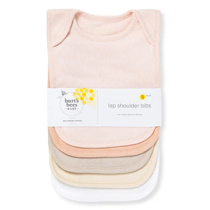 Solid Organic Cotton Baby Bibs 5 Pack - Pink Sand