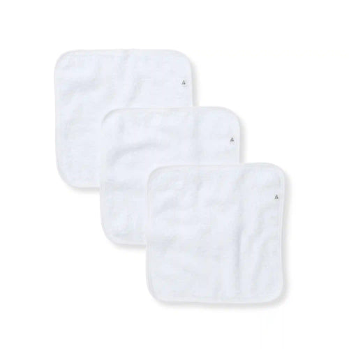 Organic Cotton Woven Terry Solid Washcloths 3 Pack - Cloud