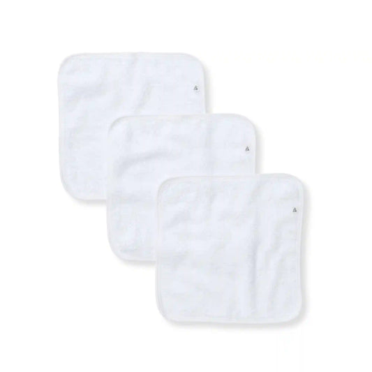 Organic Cotton Woven Terry Solid Washcloths 3 Pack - Cloud