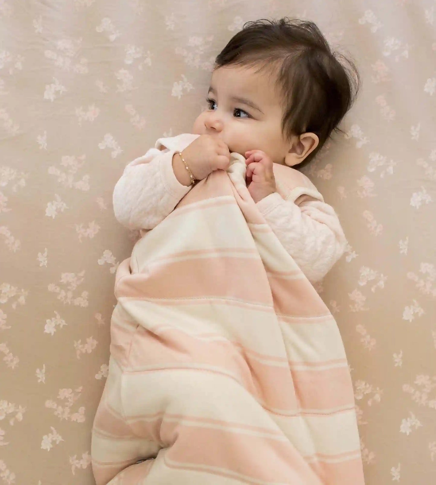 Rugby Stripe Organic Warmer Beekeeper™ Wearable Baby Blanket - Pink Sand