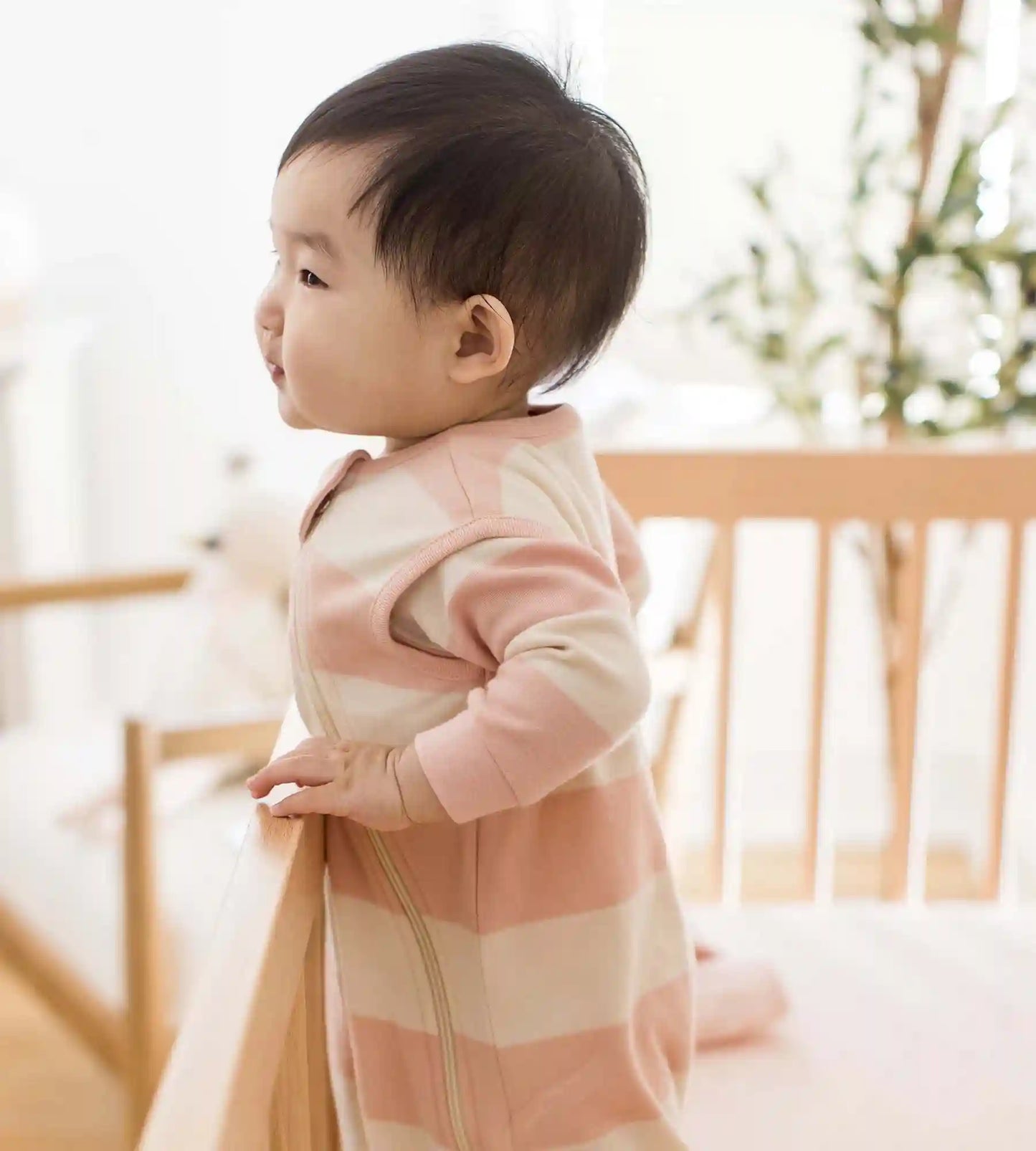 Rugby Stripe Organic Lightweight Beekeeper™ Wearable Baby Blanket - Pink Sand