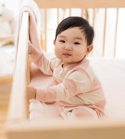 Rugby Stripe Organic Cotton Sleeper - Pink Sand