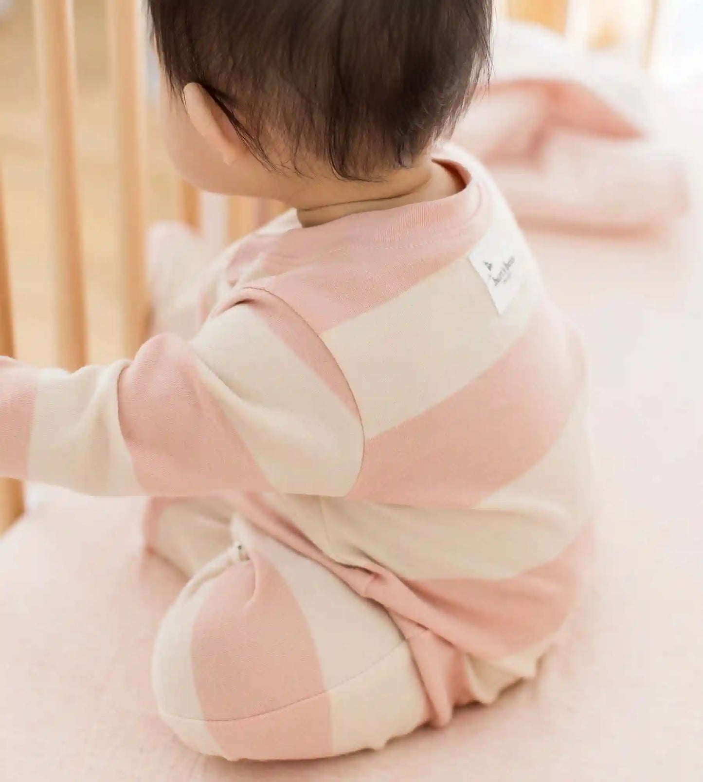 Rugby Stripe Organic Cotton Two-Piece Pajamas - Pink Sand