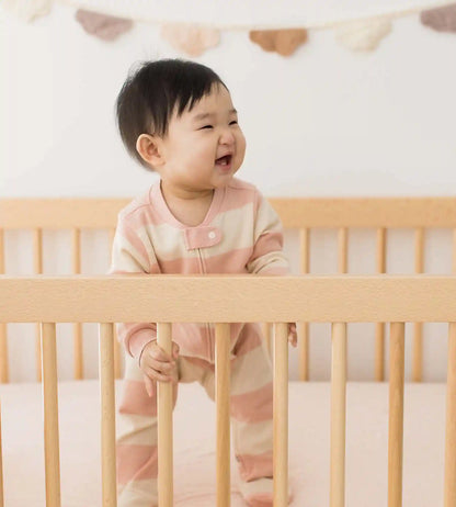 Rugby Stripe Organic Cotton Sleep & Play - Pink Sand