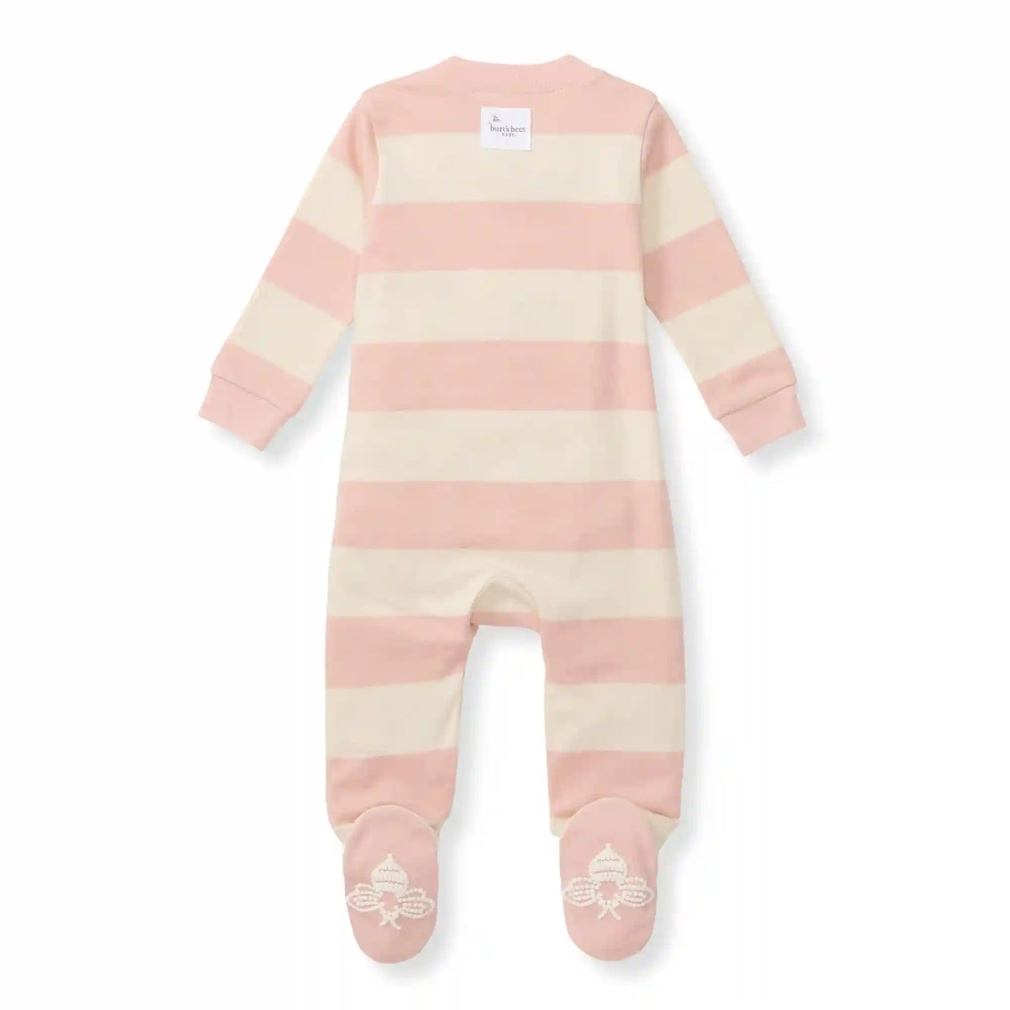 Rugby Stripe Organic Cotton Sleep & Play - Pink Sand