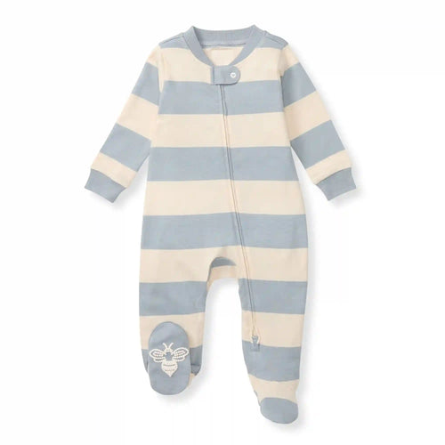 Rugby Stripe Organic Cotton Sleep & Play - Quarry