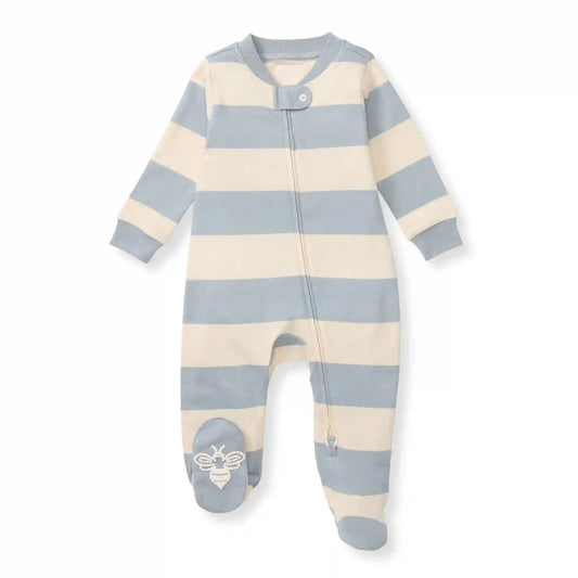 Rugby Stripe Organic Cotton Sleep & Play - Quarry