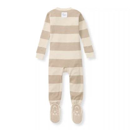 Mommy & Me Rugby Stripe Organic Cotton Sleeper - Oat