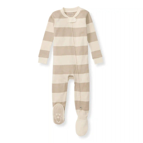 Mommy & Me Rugby Stripe Organic Cotton Sleeper - Oat