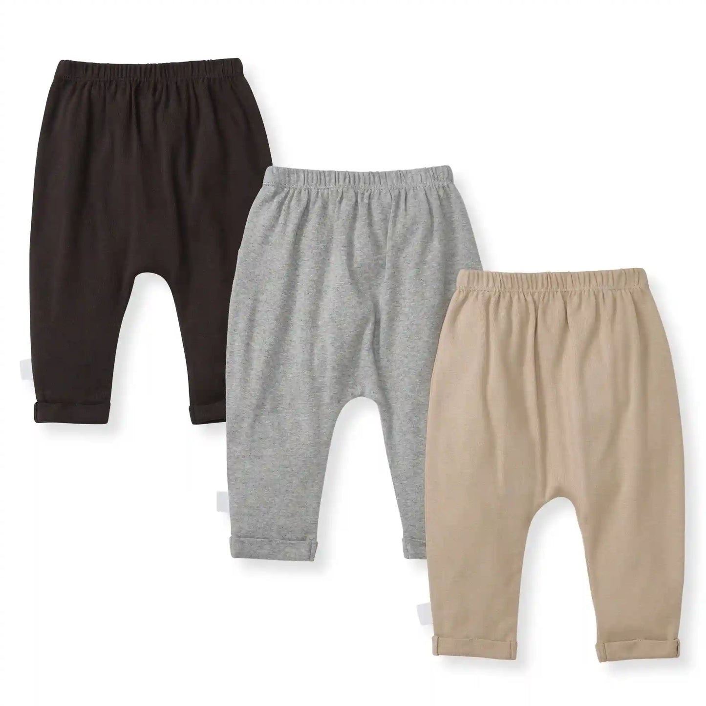 Solid Organic Cotton Baby Pants 3 Pack - Ash
