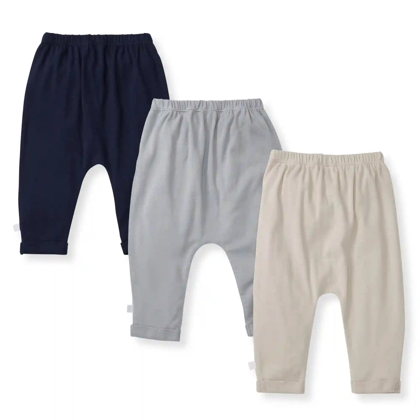 Solid Organic Cotton Baby Pants 3 Pack - Midnight