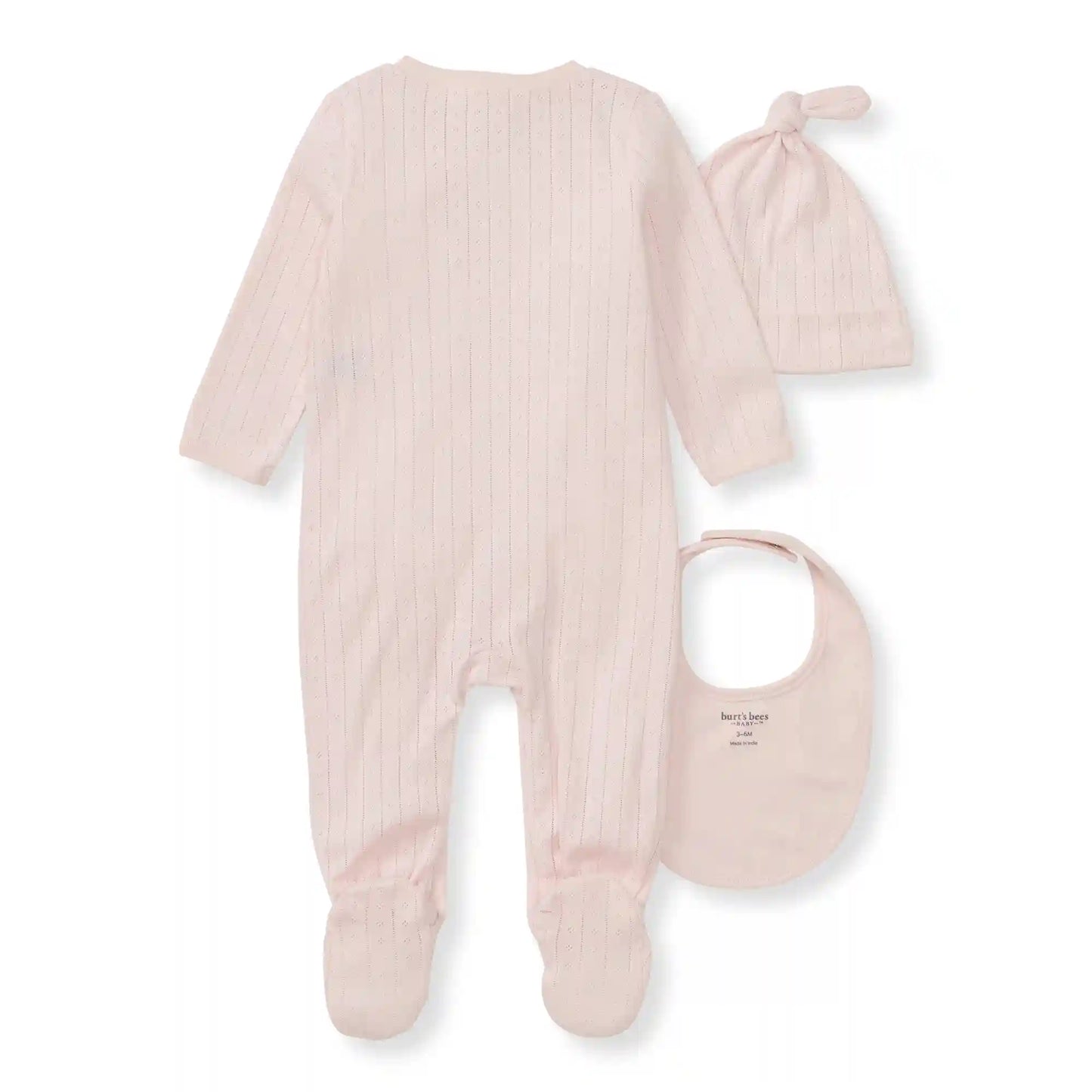 Organic Cotton Jumpsuit, Bib & Hat 3 Piece Set - Ranunculus