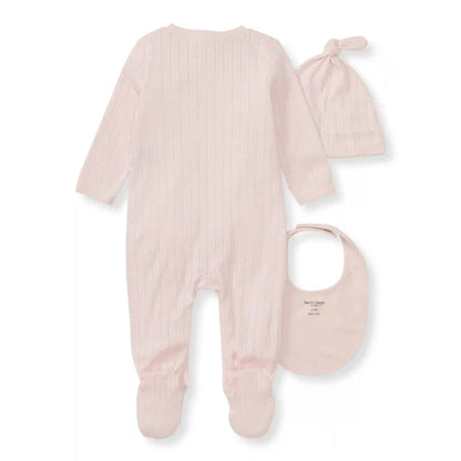 Organic Cotton Jumpsuit, Bib & Hat 3 Piece Set - Ranunculus