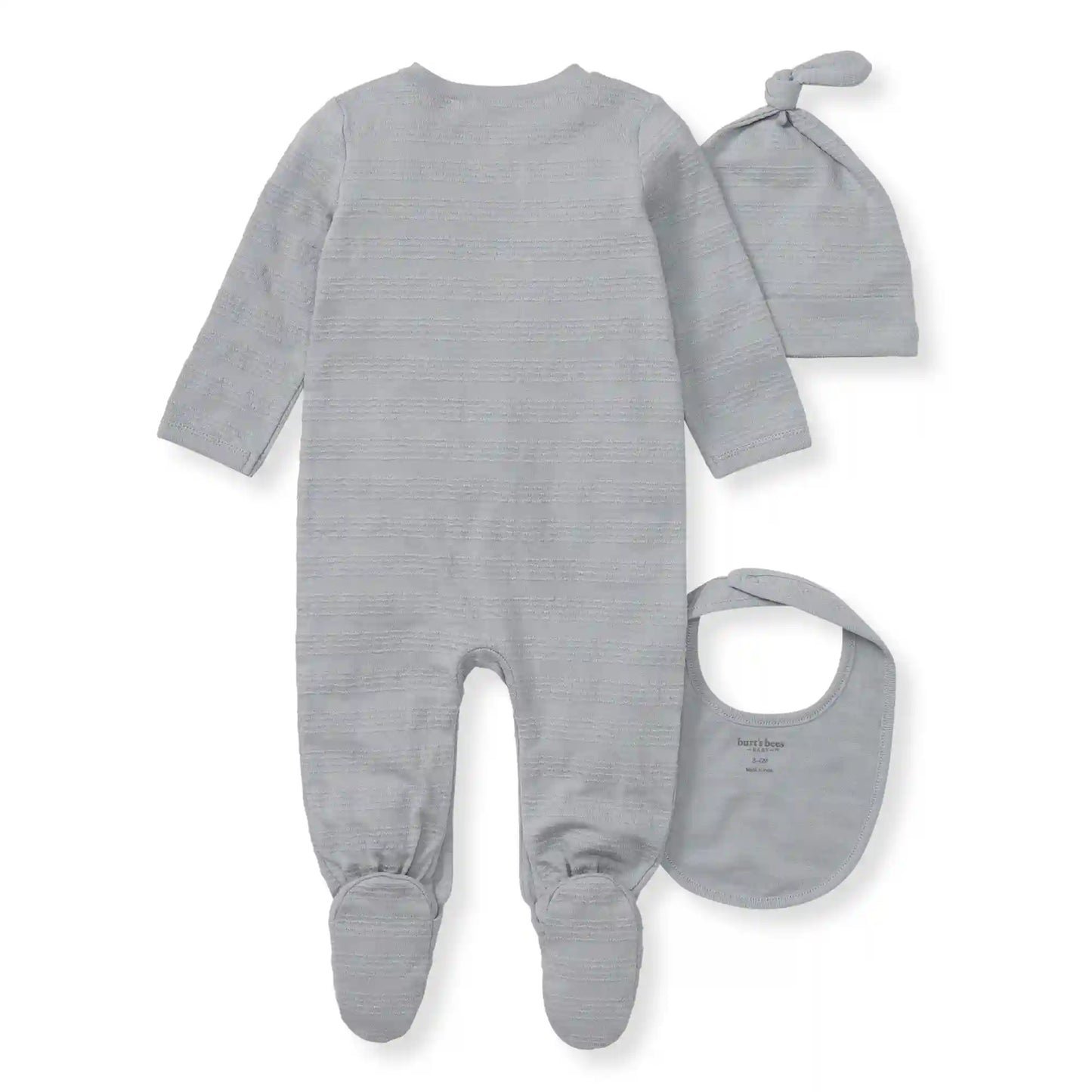 Organic Cotton Jumpsuit, Bib & Hat 3 Piece Set - Quarry