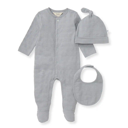 Organic Cotton Jumpsuit, Bib & Hat 3 Piece Set - Quarry