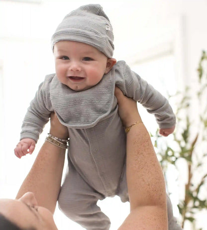 Organic Cotton Jumpsuit, Bib & Hat 3 Piece Set - Quarry