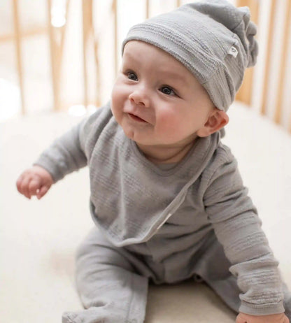 Organic Cotton Jumpsuit, Bib & Hat 3 Piece Set - Quarry