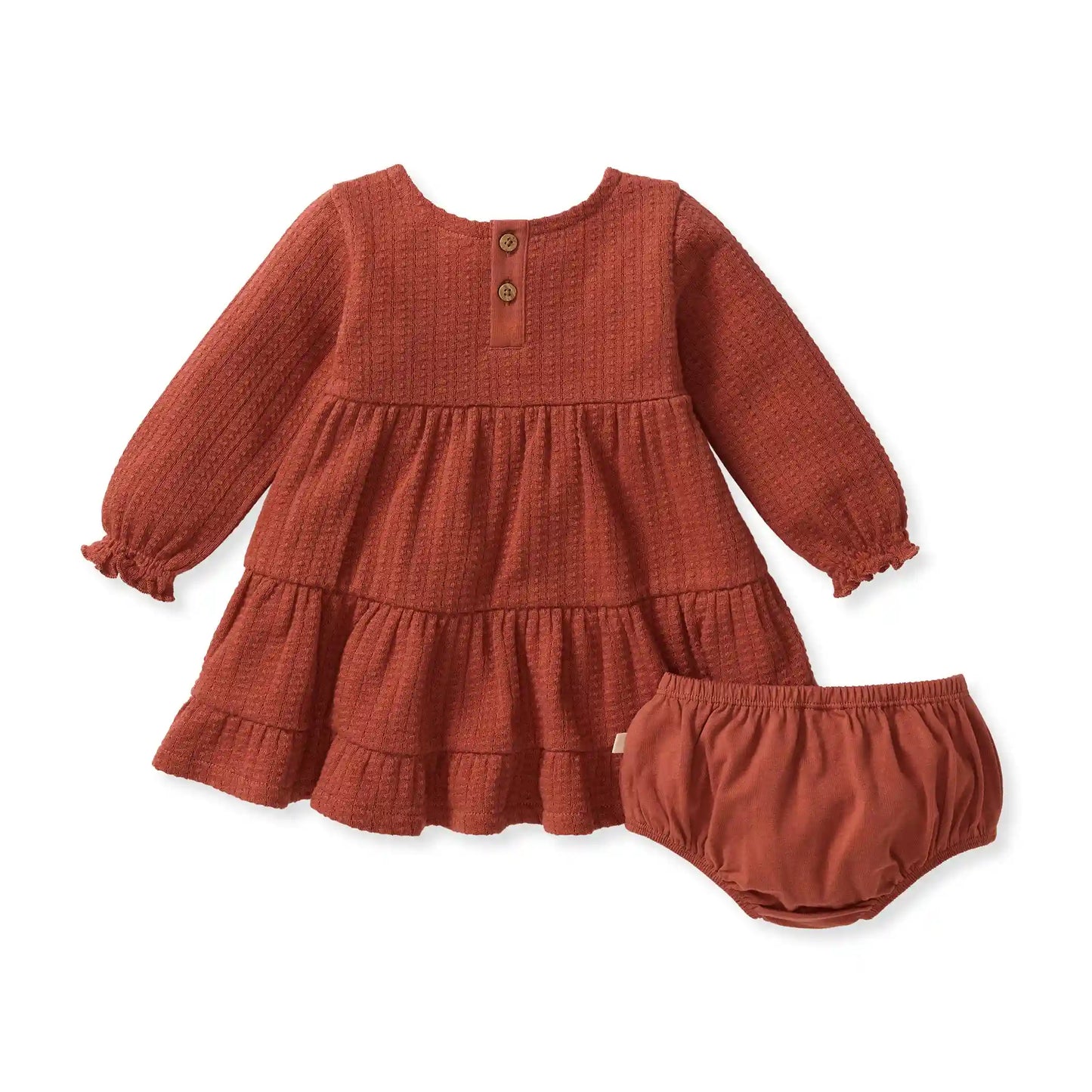 Dotted Rib Organic Cotton Dress - Sequoia Bark Red