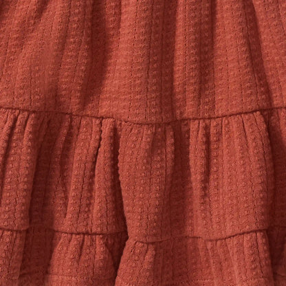 Dotted Rib Organic Cotton Dress - Sequoia Bark Red