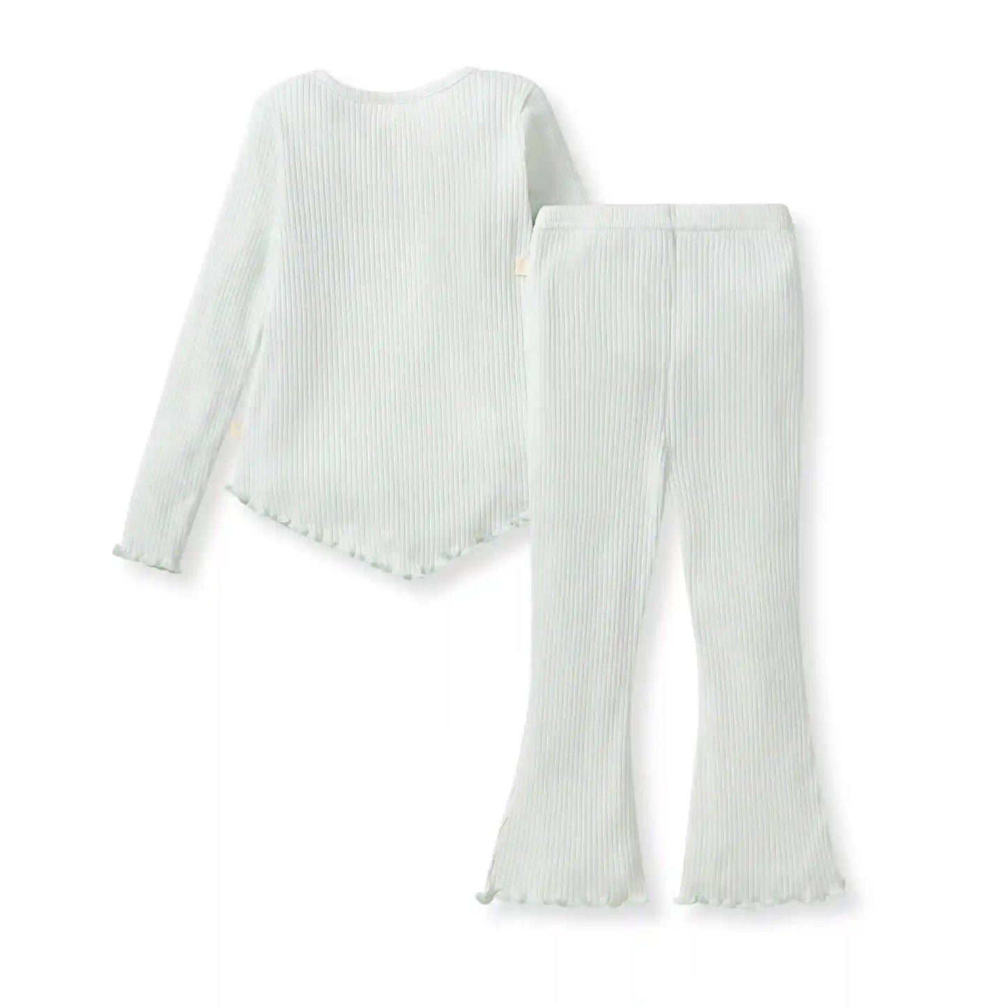 Wide Ribbed Tee & Flare Pants Set
