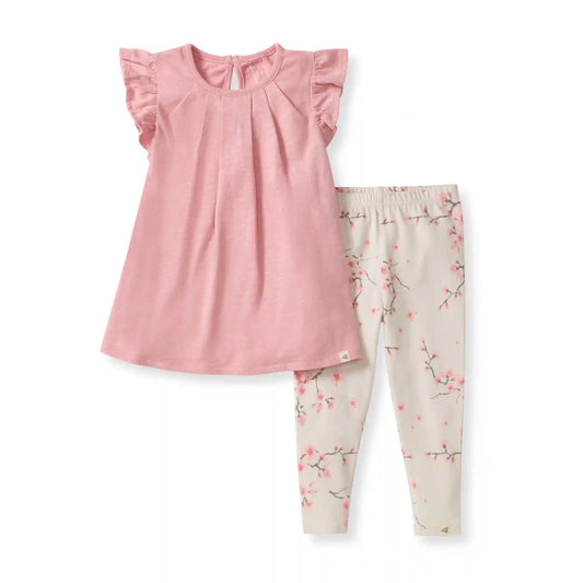 Slub Tunic & Cherry Blossoms Legging Set