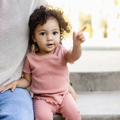 Waffle Tee & Flare Pants Set
