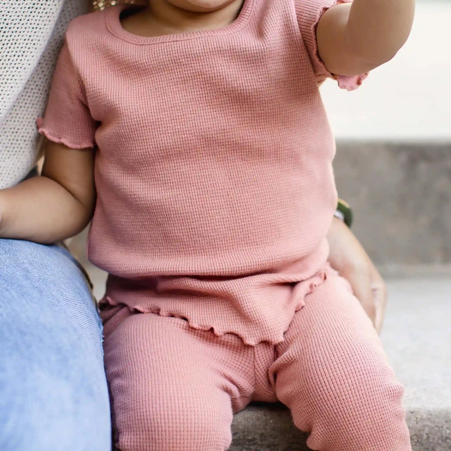 Waffle Tee & Flare Pants Set