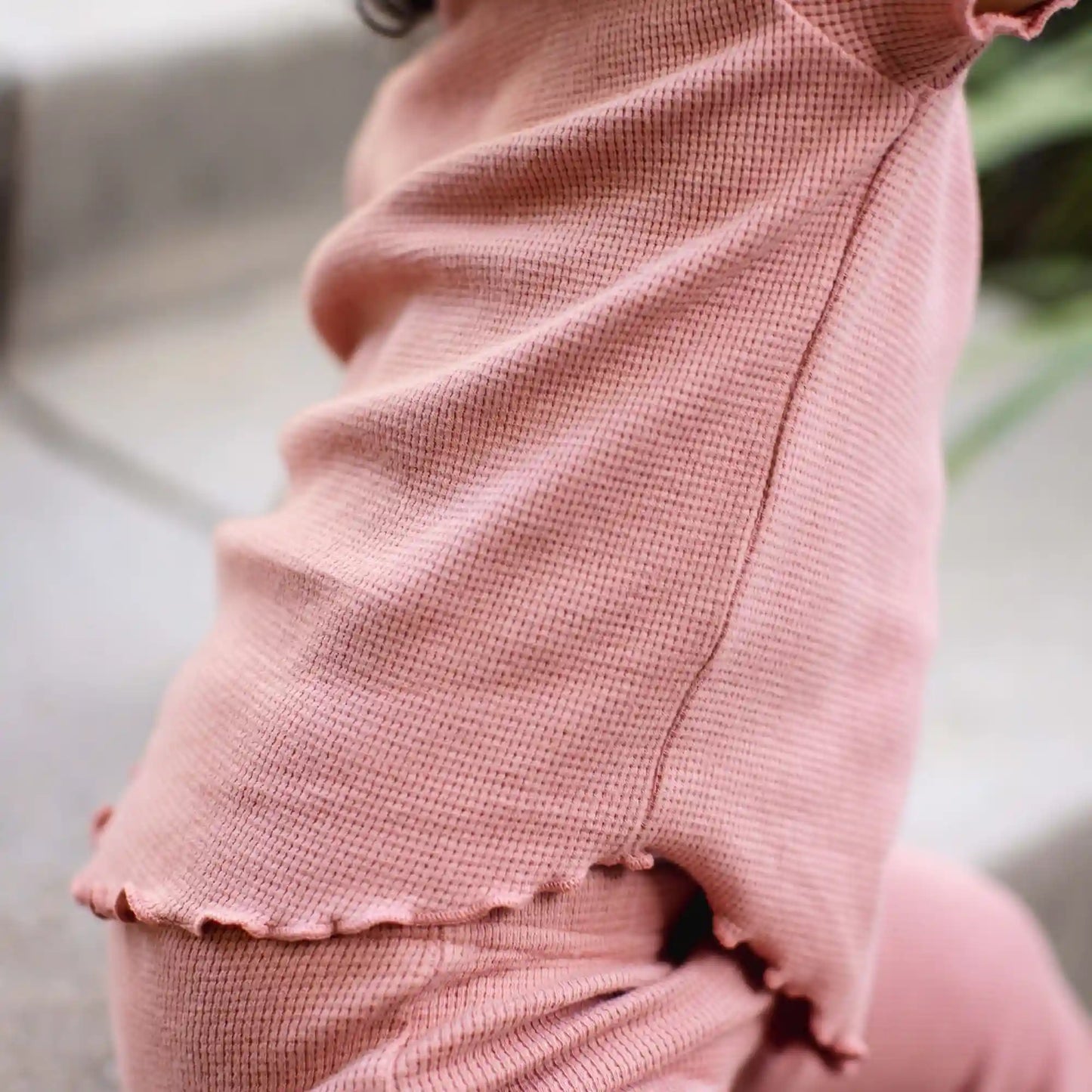 Waffle Tee & Flare Pants Set