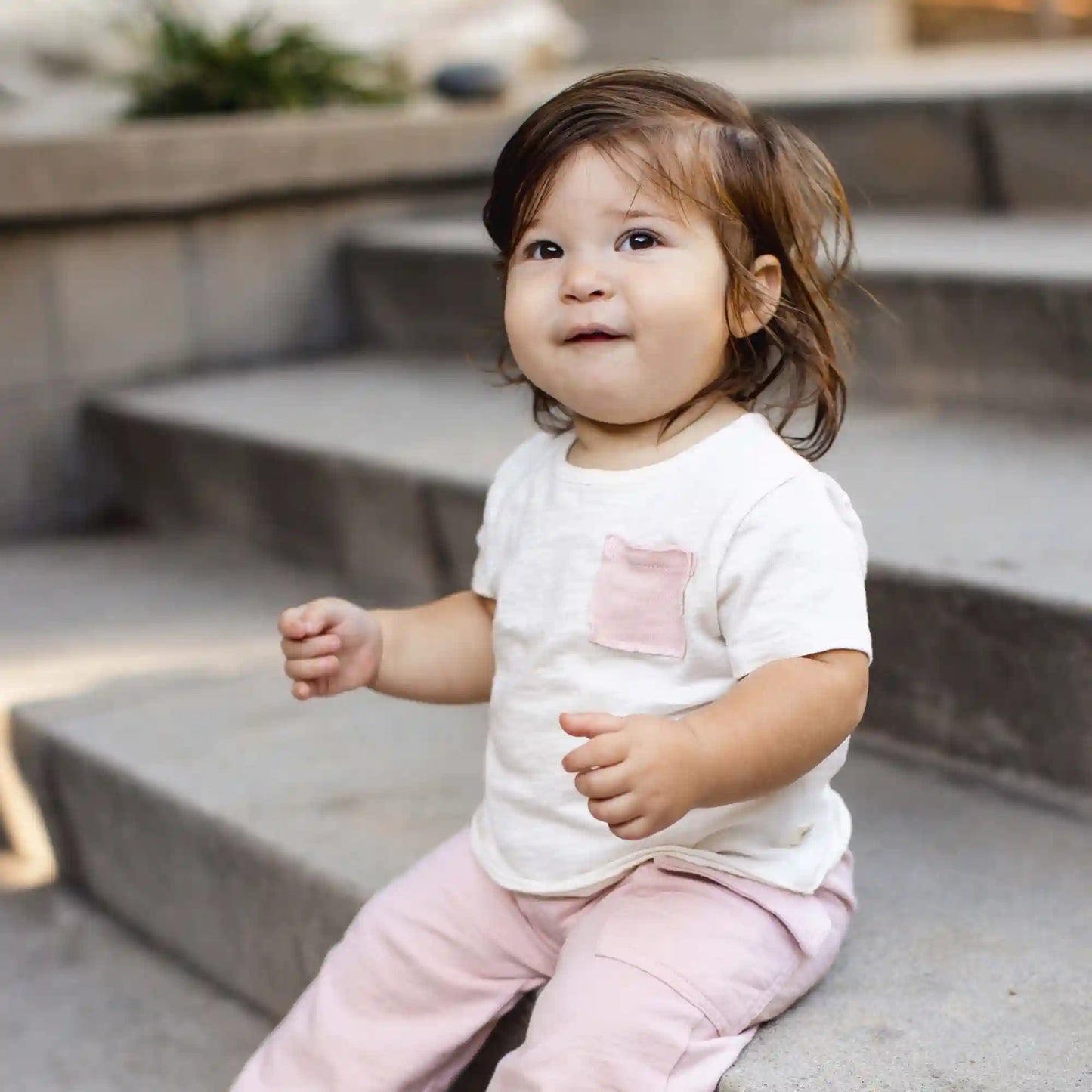 Girl Slub Pocket Tee & Pants Set