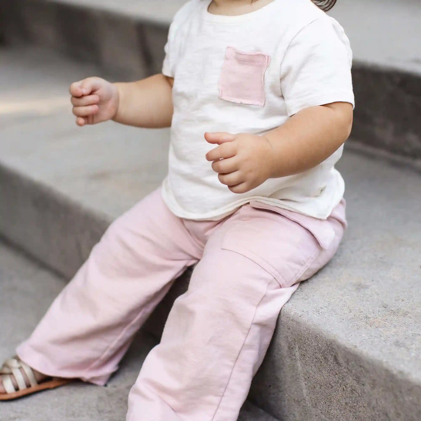 Girl Slub Pocket Tee & Pants Set