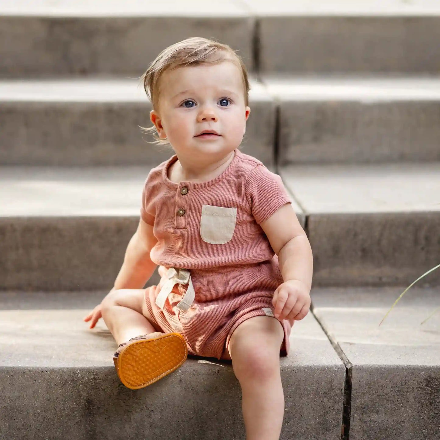 Organic Girl Waffle Romper