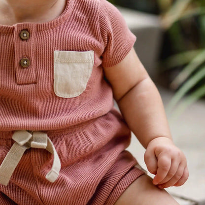 Organic Girl Waffle Romper