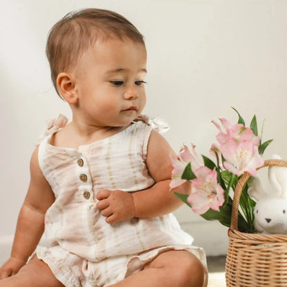 Pacific Stripe Organic Girl Romper
