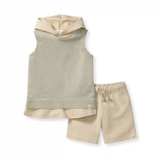 Acid Wash Sleeveless Sweatshirt & Pants Set