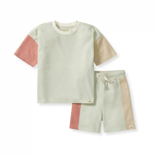 Color Blocked Boy Tee & Shorts Set