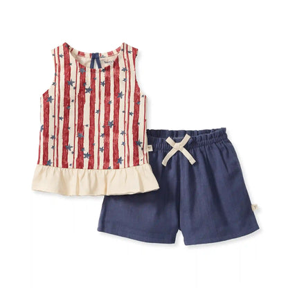 Stars & Stripes Girl Tank & Shorts Set