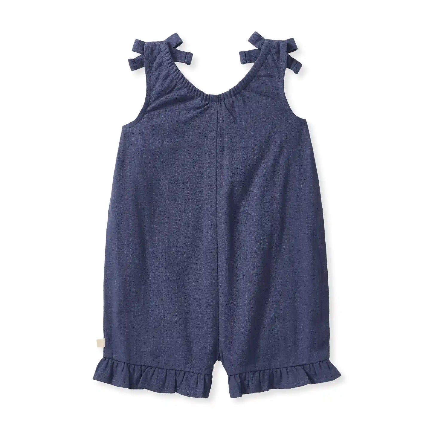 Check Gauze Blue Girl Romper - Blue Smoke